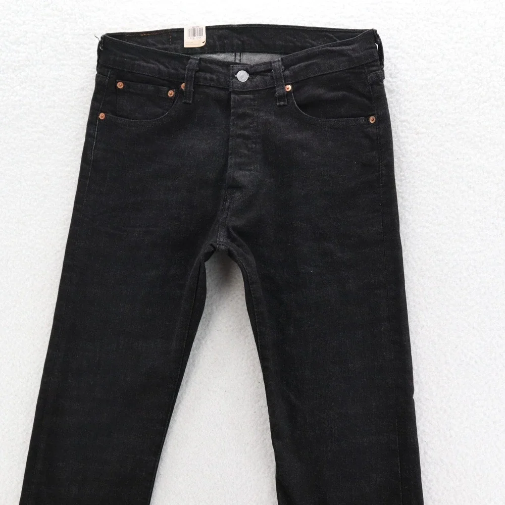 Levis 501 Jeans Men's 33x34 Black Original Straight Button Fly Denim Grunge New
